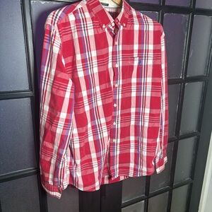 U.S. Polo Assn Red Plaid Stretch Button Down Shirt Men’s XL